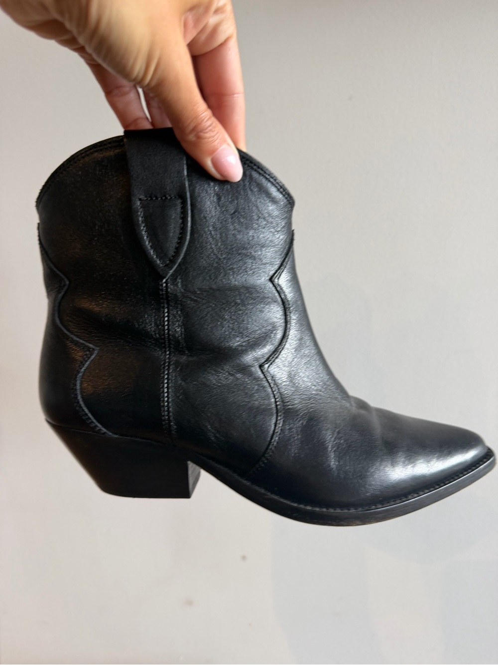 Isabel Marant Black Leather Western Ankle Booties